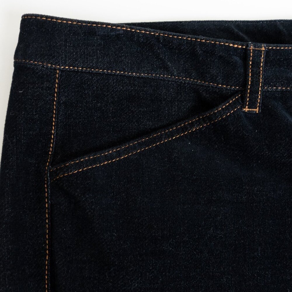 Theory Sueded Dark Wash Bootcut Jeans Wide Leg Size 10 - Picture 6 of 12